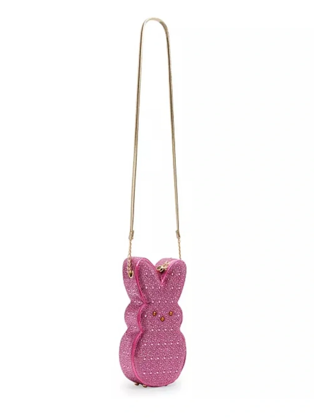 NEW Betsey Johnson Rhinestone Peeps Pink Bunny Crystal Crossbody Bag - Picture 3 of 11
